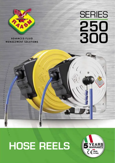 Seri 250–300 Kapalı Hortum Makaraları kataloğunun kapağı